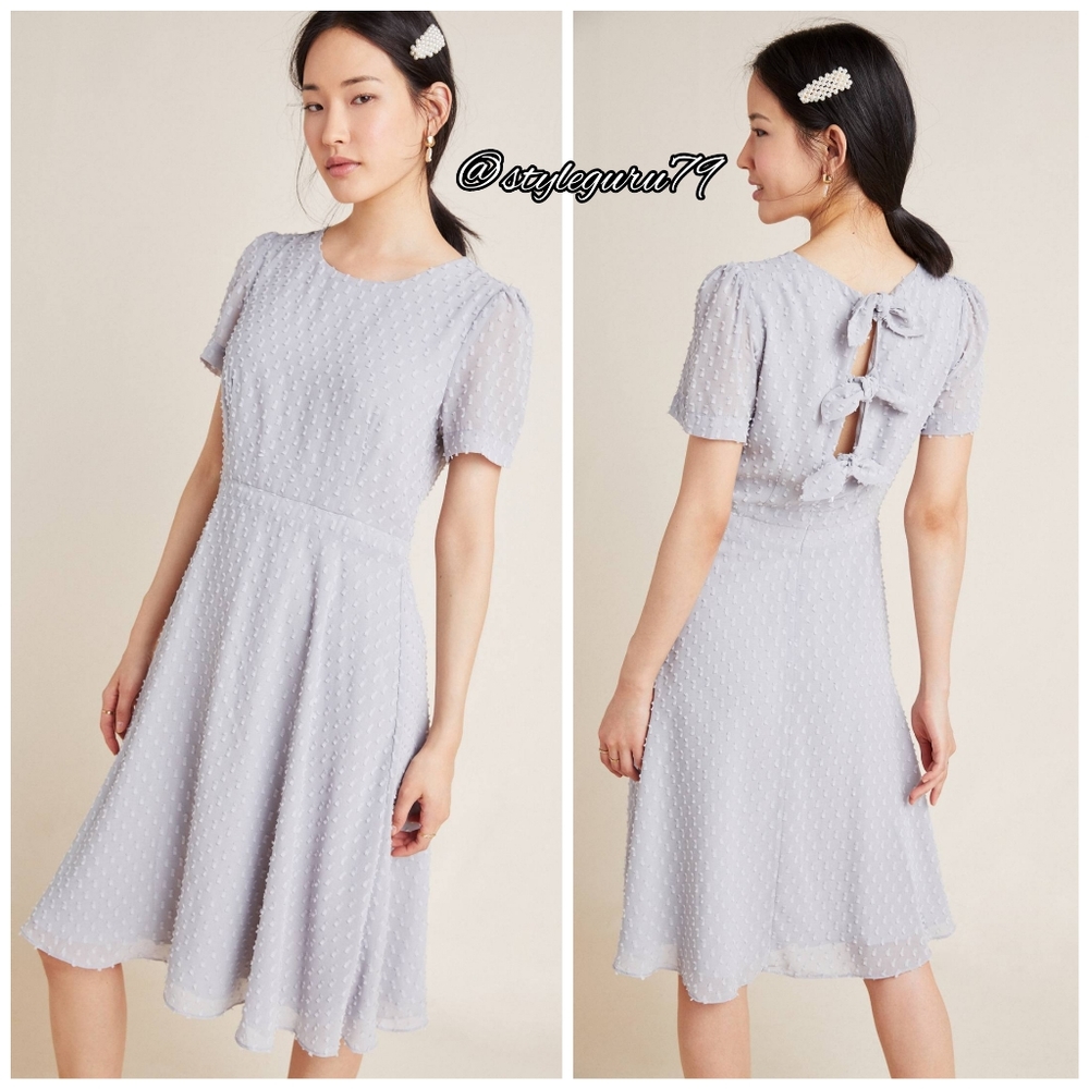 NWT, Anthropologie, Georgiana Textured Bow Back Dress